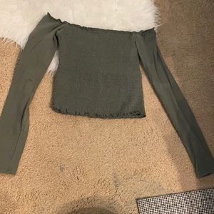 Army green hollister off the shoulder top.